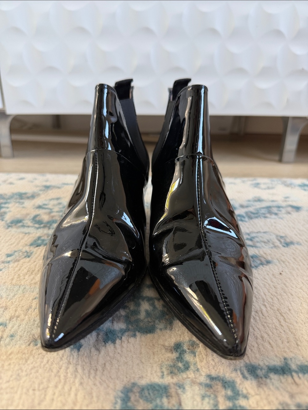 Acne Black Patent Chukka Boots